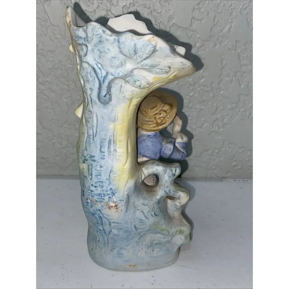 VTG Paulux Made In Occupied Japan Ceramic Figurine Vases Set Of 2 Bisque 6.5